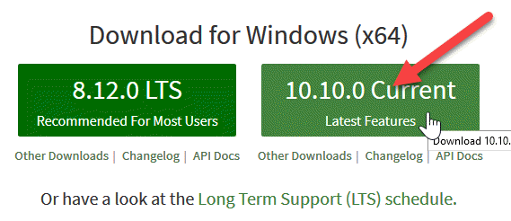 Download en installeer node.js