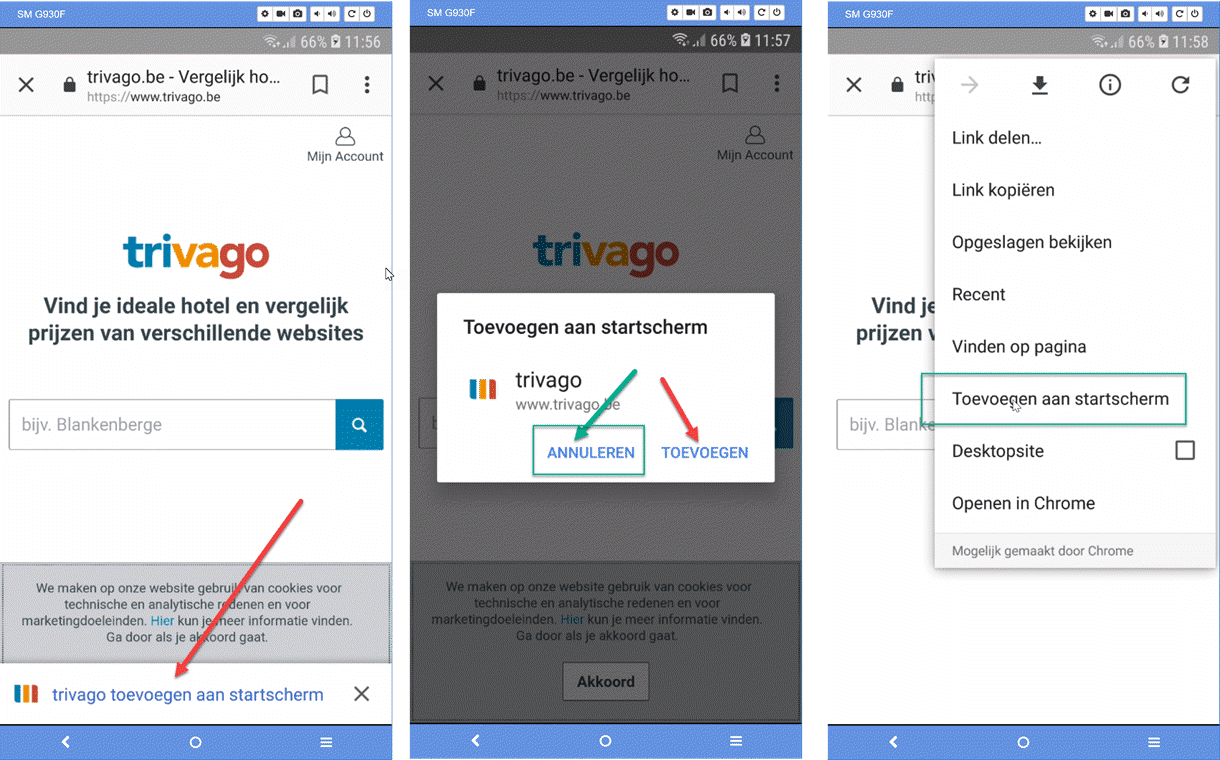A2HS op Chrome voor Android